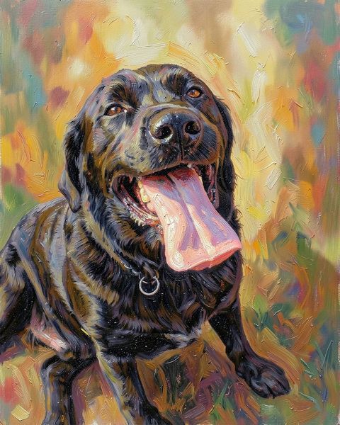 Oil painting portrait: Black labrador